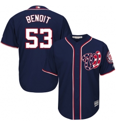 Youth Majestic Washington Nationals #53 Joaquin Benoit Authentic Navy Blue Alternate 2 Cool Base MLB Jersey