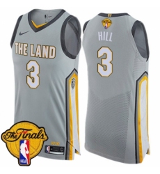 Men's Nike Cleveland Cavaliers #3 George Hill Authentic Gray 2018 NBA Finals Bound NBA Jersey - City Edition