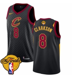 Women's Nike Cleveland Cavaliers #8 Jordan Clarkson Swingman Black 2018 NBA Finals Bound NBA Jersey Statement Edition