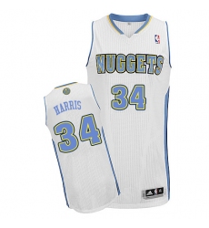 Men's Adidas Denver Nuggets #34 Devin Harris Authentic White Home NBA Jersey