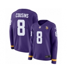 Women's Nike Minnesota Vikings #8 Kirk Cousins Limited Purple Therma Long Sleeve NFL Jersey Women's Nike Minnesota Vikings #8 Kirk Cousins Limited Purple Therma Long Sleeve NFL Jersey