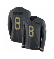 Youth Nike Minnesota Vikings #8 Kirk Cousins Limited Black Salute to Service Therma Long Sleeve NFL Jersey