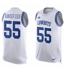 Men's Nike Dallas Cowboys #55 Leighton Vander Esch Limited White Player Name & Number Tank Top NFL Jersey