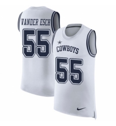 Men's Nike Dallas Cowboys #55 Leighton Vander Esch White Rush Player Name & Number Tank Top NFL Jersey