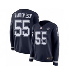 Women's Nike Dallas Cowboys #55 Leighton Vander Esch Limited Navy Blue Therma Long Sleeve NFL Jersey