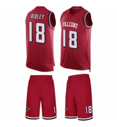 Men's Nike Atlanta Falcons #18 Calvin Ridley Limited Red Tank Top Suit NFL Jersey