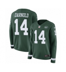 Women's Nike New York Jets #14 Sam Darnold Limited Green Therma Long Sleeve NFL Jersey