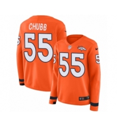 Women's Nike Denver Broncos #55 Bradley Chubb Limited Orange Therma Long Sleeve NFL Jersey