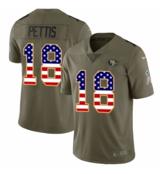 Men's Nike San Francisco 49ers #18 Dante Pettis Limited Olive/USA Flag 2017 Salute to Service NFL Jersey