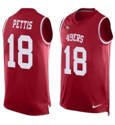 Men's Nike San Francisco 49ers #18 Dante Pettis Limited Red Player Name & Number Tank Top NFL Jersey