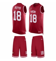 Men's Nike San Francisco 49ers #18 Dante Pettis Limited Red Tank Top Suit NFL Jersey