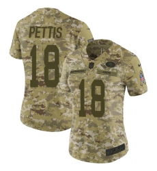 Women's Nike San Francisco 49ers #18 Dante Pettis Limited Camo 2018 Salute to Service NFL Jersey