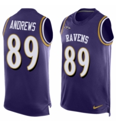 Men's Nike Baltimore Ravens #89 Mark Andrews Elite Purple Player Name & Number Tank Top NFL Jersey