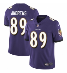 Youth Nike Baltimore Ravens #89 Mark Andrews Purple Team Color Vapor Untouchable Elite Player NFL Jersey