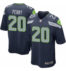 Men's Nike Seattle Seahawks #20 Rashaad Penny Game Navy Blue Team Color NFL Jersey