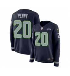 Women's Nike Seattle Seahawks #20 Rashaad Penny Limited Navy Blue Therma Long Sleeve NFL Jersey