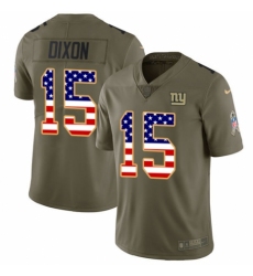 Men's Nike New York Giants #15 Riley Dixon Limited Olive USA Flag 2017 Salute to Service NFL Jersey
