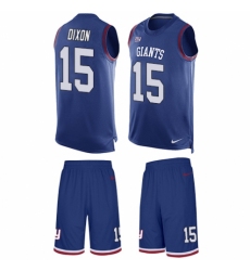 Men's Nike New York Giants #15 Riley Dixon Limited Royal Blue Tank Top Suit NFL Jersey