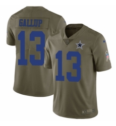 Youth Nike Dallas Cowboys #13 Michael Gallup Limited Olive 2017 Salute to Service NFL Jersey