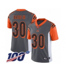 Men's Cincinnati Bengals #30 Jessie Bates III Limited Silver Inverted Legend 100th Season Football Jersey
