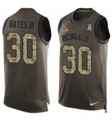 Men's Nike Cincinnati Bengals #30 Jessie Bates III Limited Green Salute to Service Tank Top NFL Jersey