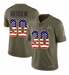 Men's Nike Cincinnati Bengals #30 Jessie Bates III Limited Olive USA Flag 2017 Salute to Service NFL Jersey