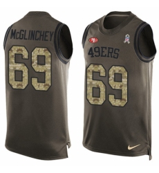 Men's Nike San Francisco 49ers #69 Mike McGlinchey Limited Green Salute to Service Tank Top NFL Jersey