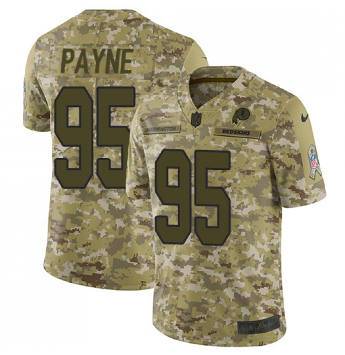 Men's Nike Washington Redskins #95 Da'Ron Payne Burgundy Limited Camo 2018 Salute to Service NFL Jersey