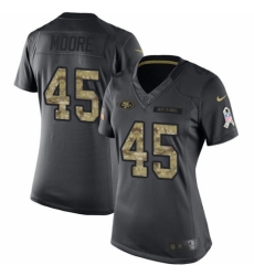 Women's Nike San Francisco 49ers #45 Tarvarius Moore Limited Black 2016 Salute to Service NFL Jersey