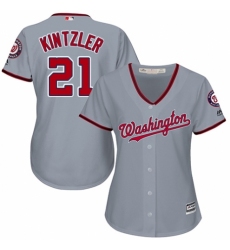 Women's Majestic Washington Nationals #21 Brandon Kintzler Replica Grey Road Cool Base MLB Jersey