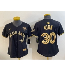 Youth Toronto Blue Jays #30 Alejandro Kirk Black Gold 2025 American League Champions Limited Stitched Jersey