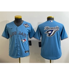 Youth Toronto Blue Jays Team Big Logo Blue 2025 World Series Cool Base Stitched Baseball Jersey