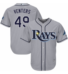 Youth Majestic Tampa Bay Rays #49 Jonny Venters Authentic Grey Road Cool Base MLB Jersey