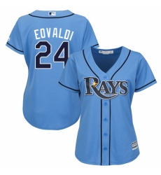 Women's Majestic Tampa Bay Rays #24 Nathan Eovaldi Replica Light Blue Alternate 2 Cool Base MLB Jersey