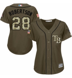 Women's Majestic Tampa Bay Rays #28 Daniel Robertson Authentic Green Salute to Service MLB Jersey