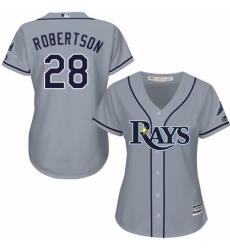 Women's Majestic Tampa Bay Rays #28 Daniel Robertson Authentic Grey Road Cool Base MLB Jersey