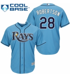 Youth Majestic Tampa Bay Rays #28 Daniel Robertson Authentic Light Blue Alternate 2 Cool Base MLB Jersey