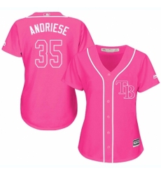 Women's Majestic Tampa Bay Rays #35 Matt Andriese Replica Pink Fashion Cool Base MLB Jersey