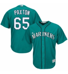 Youth Majestic Seattle Mariners #65 James Paxton Authentic Teal Green Alternate Cool Base MLB Jersey