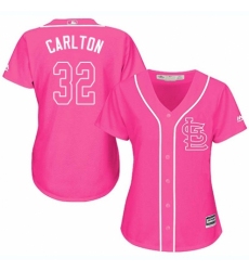 Women's Majestic St. Louis Cardinals #32 Steve Carlton Replica Pink Fashion Cool Base MLB Jersey