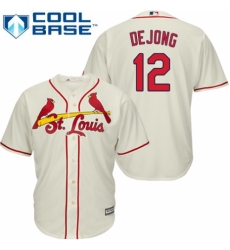 Youth Majestic St. Louis Cardinals #12 Paul DeJong Replica Cream Alternate Cool Base MLB Jersey
