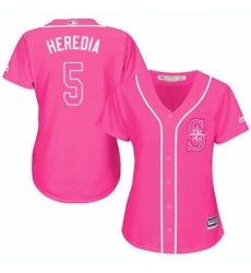 Women's Majestic Seattle Mariners #5 Guillermo Heredia Replica Pink Fashion Cool Base MLB Jersey