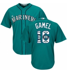 Men's Majestic Seattle Mariners #16 Ben Gamel Authentic Teal Green Team Logo Fashion Cool Base MLB Jersey