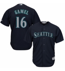 Youth Majestic Seattle Mariners #16 Ben Gamel Authentic Navy Blue Alternate 2 Cool Base MLB Jersey