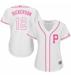 Women's Majestic Pittsburgh Pirates #12 Corey Dickerson Replica White Fashion Cool Base MLB Jersey