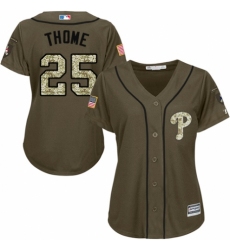 Women's Majestic Philadelphia Phillies #25 Jim Thome Authentic Green Salute to Service MLB Jersey