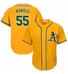 Men's Majestic Oakland Athletics #55 Sean Manaea Replica Gold Alternate 2 Cool Base MLB Jersey