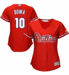 Women's Majestic Philadelphia Phillies #10 Larry Bowa Replica Red Alternate Cool Base MLB Jersey