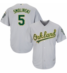 Youth Majestic Oakland Athletics #5 Jake Smolinski Replica Grey Road Cool Base MLB Jersey