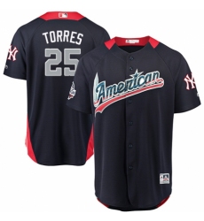 Men's Majestic New York Yankees #25 Gleyber Torres Game Navy Blue American League 2018 MLB All-Star MLB Jersey